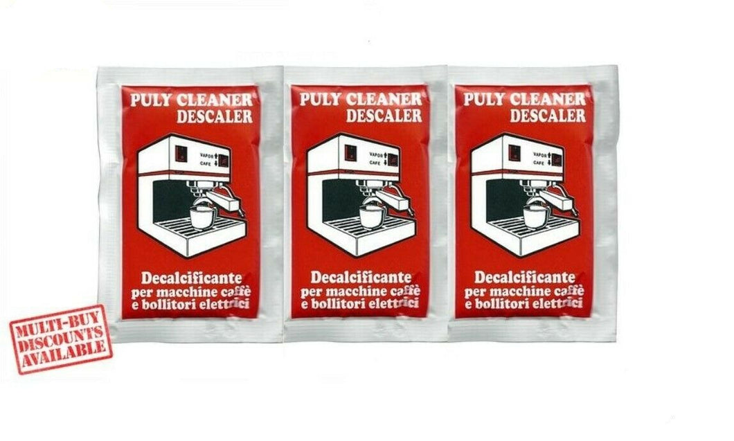 PULY CLEANER DESCALER DOMESTIC ESPRESSO COFFEE MACHINE 3 SACHETS OF 30 GR