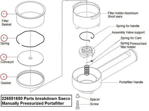 Saeco Gaggia Repair Kit for Pressurized Portafilter with Basket - 12 Piece set
