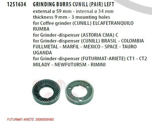 Grinding Burrs Cunill, Futurmat(pair)SX 59x35x9.5, part -1251634