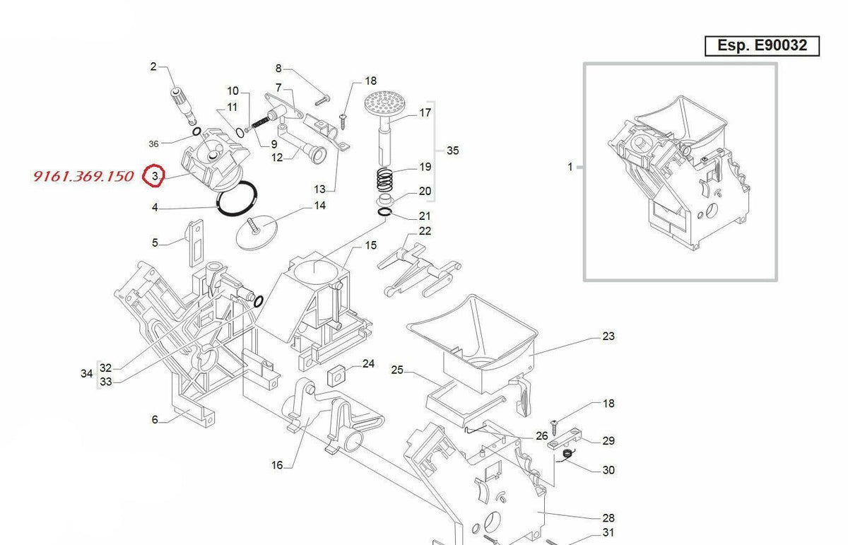 SAECO Parts -Grey Counterpiston for Saeco Incanto/ Gaggia Titanium, 