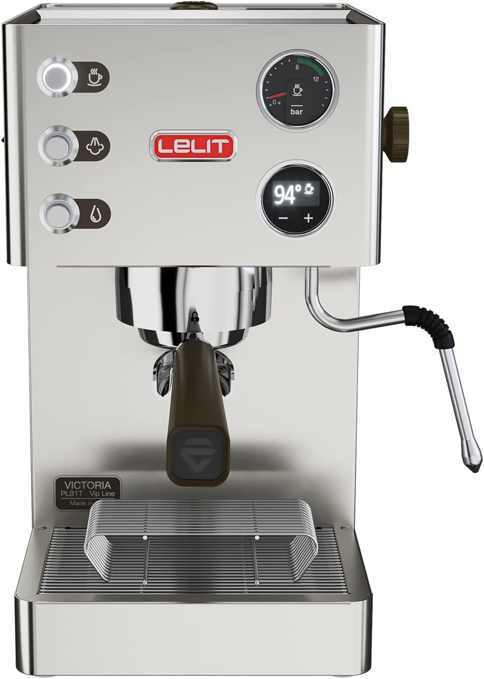 Lelit Victoria PL91T espresso machine stainless steel with pressure gauge and steam wand
