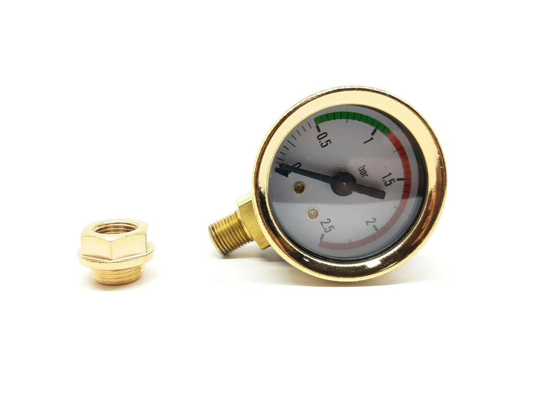 La Pavoni  Gold Pressure Gauge Kit With Nut For Europiccola Ø 41mm 0-2.5 bar