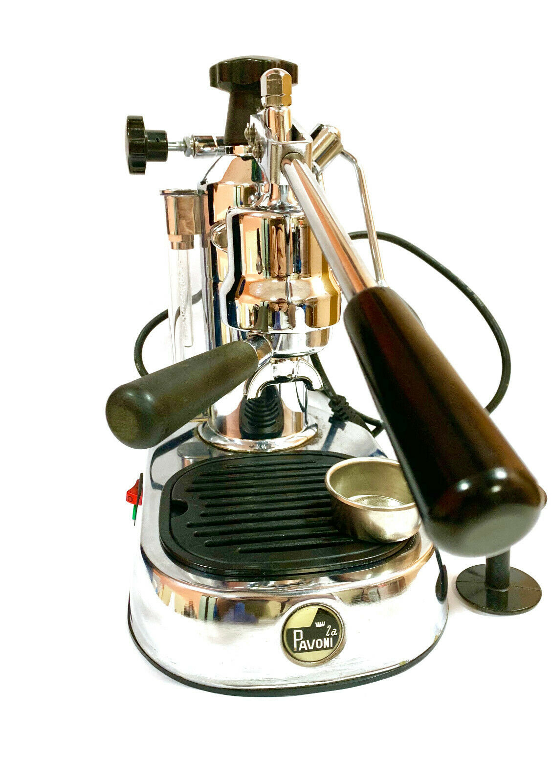 La Pavoni Europiccola Lever Espresso Machine; Chrome, Black Base