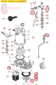 Копче Rancilio Silvia OEM Old Style Ергономично копче на парния клапан, еспресо 38121037