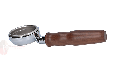 ECM Bottomless filter holder portafilter with Triple Shot 21g Walnut Handle Wood - Coffeesection