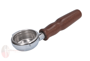 ECM Bottomless filter holder portafilter with Triple Shot 21g Walnut Handle Wood - Coffeesection