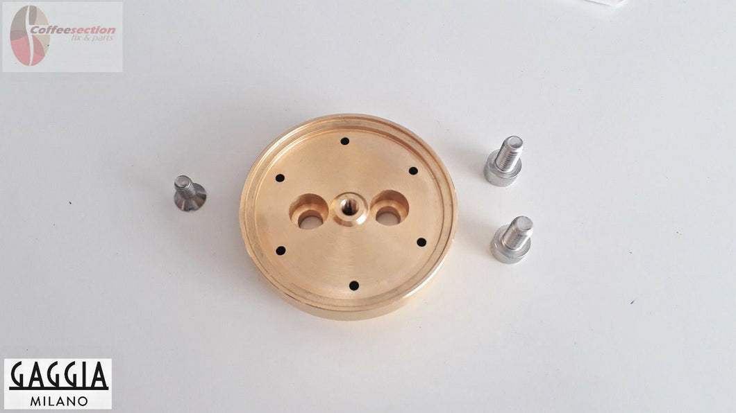 Gaggia brass shower holder replacement part with screws for espresso and cappuccino machines