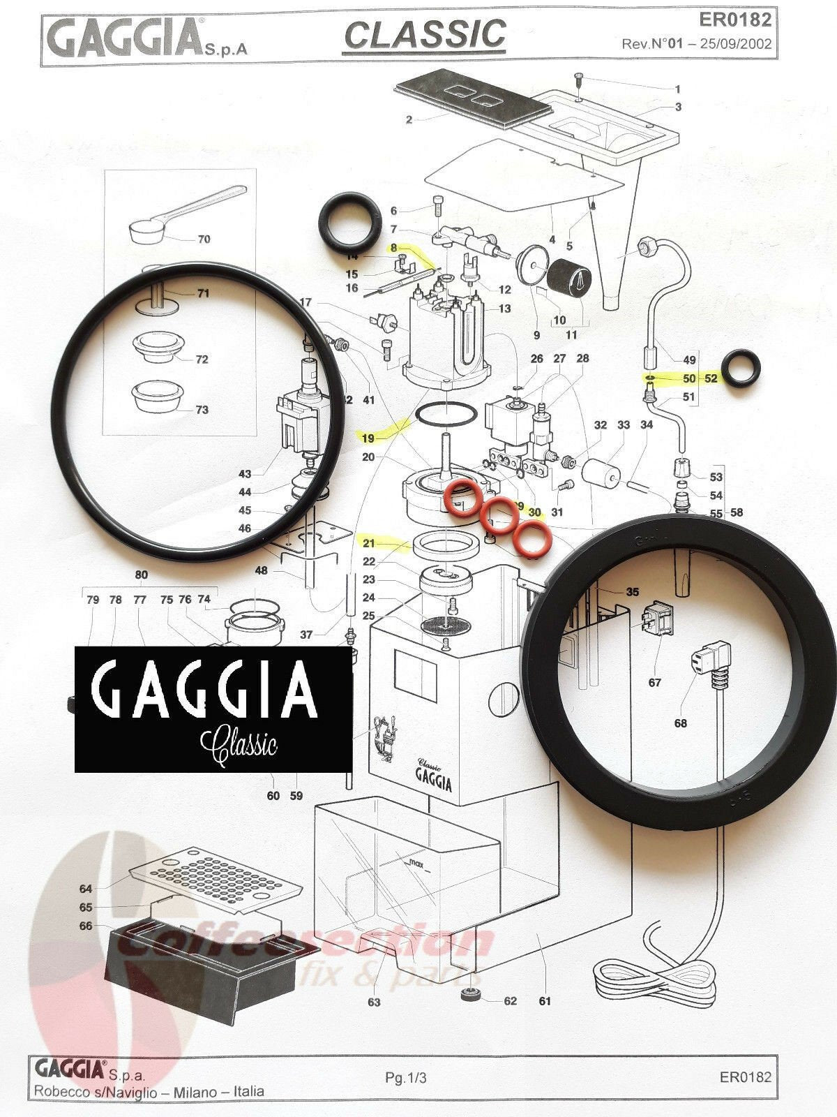Gaggia Classic - 10 piece upgraded service kit -gaskets & o-rings Gaggia Classic - 10 piece upgraded service kit -gaskets & o-rings