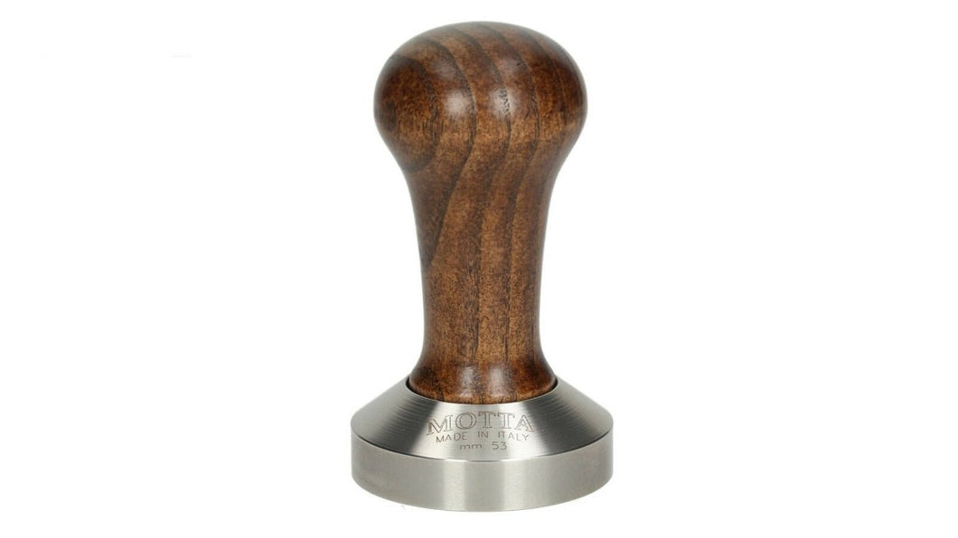 MOTTA Professional Barista Tamper Brown Wood Flat Base - 53mm - Coffeesection